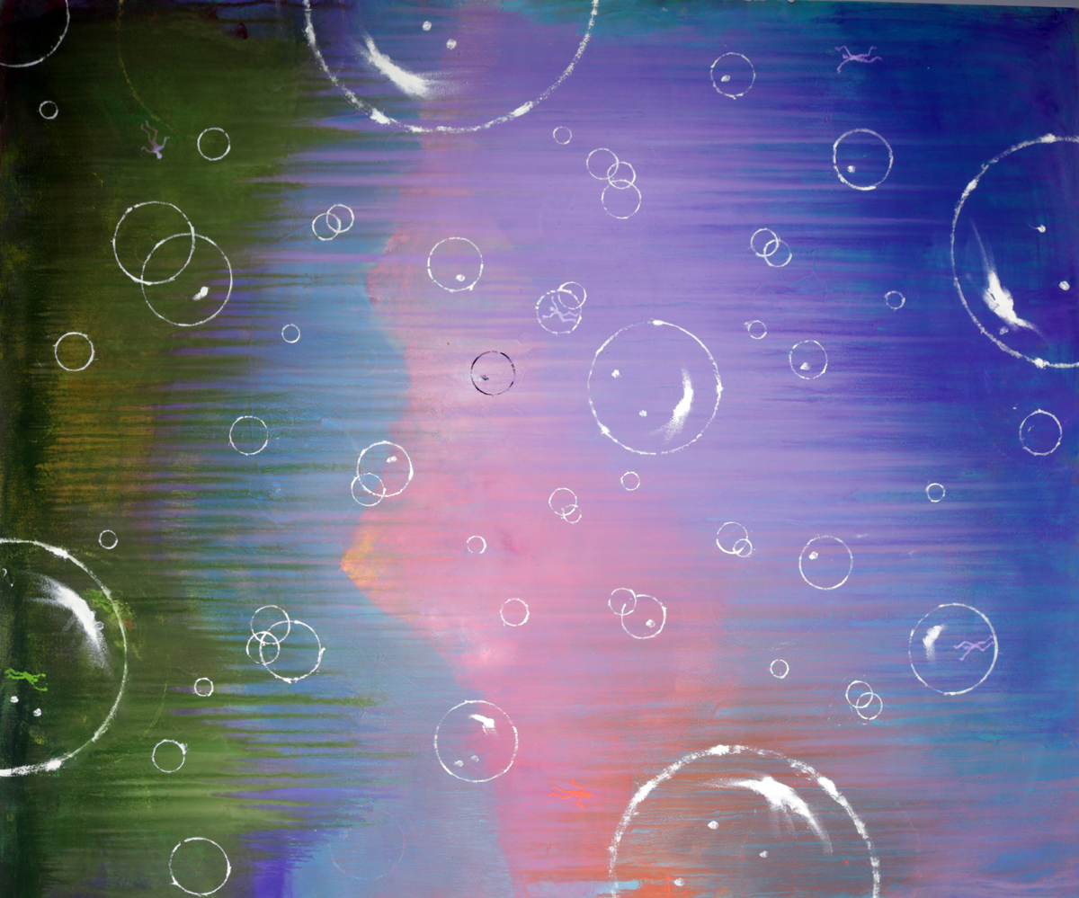 purple blue green coral (6) Oil on Board